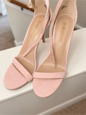Dream Pairs Light Pink Open-Toe Ankle Strap Heels